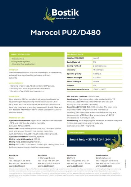 Bostik Simson Marocol PU2D/480A 7 kg + Bostik Hardener 4300 B 1.17 kg Birleşik Set Endüstriyel Poliüretan Yapıştırıcı